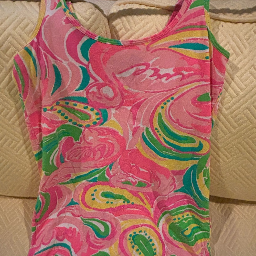 Lilly Pulitzer Pink and Green Swirl Tank Top